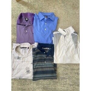 Lot (5) Size Medium - Travis Mathew, Under Armour, Foot Joy Polo Golf Shirts